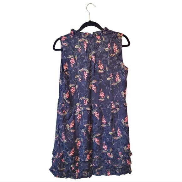 Rebecca Taylor Women's Navy Blue Floral Silk Blend Dress Size 6 - Picture 2 of 8
